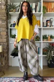 Arbi Needlecord Tartan Barrel Pant Mocha